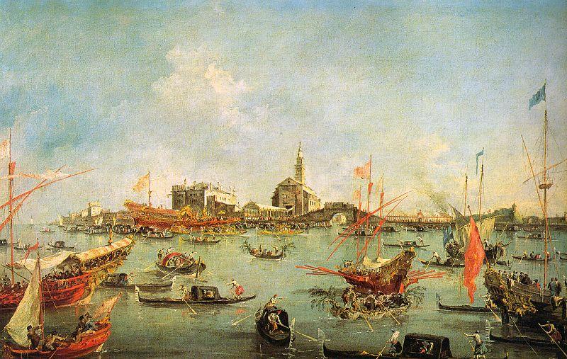 Francesco Guardi The Doge in the Bucentaur at San Nicolo di Lido on Ascension Day Norge oil painting art